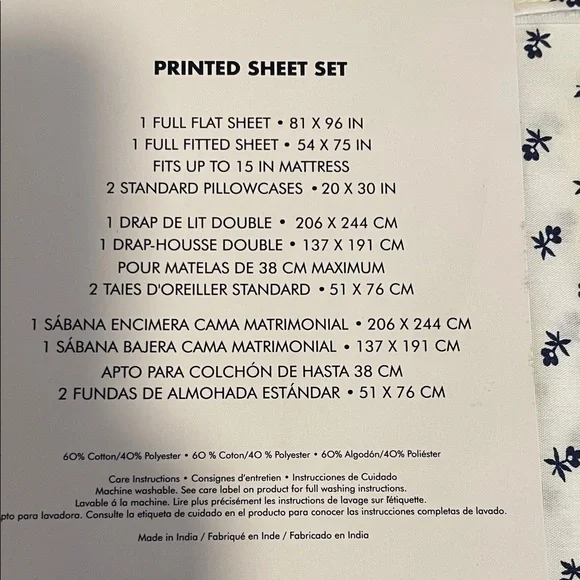 Tommy Hilfiger Full Sheet Set with Navy Pattern - Picture 3 of 6